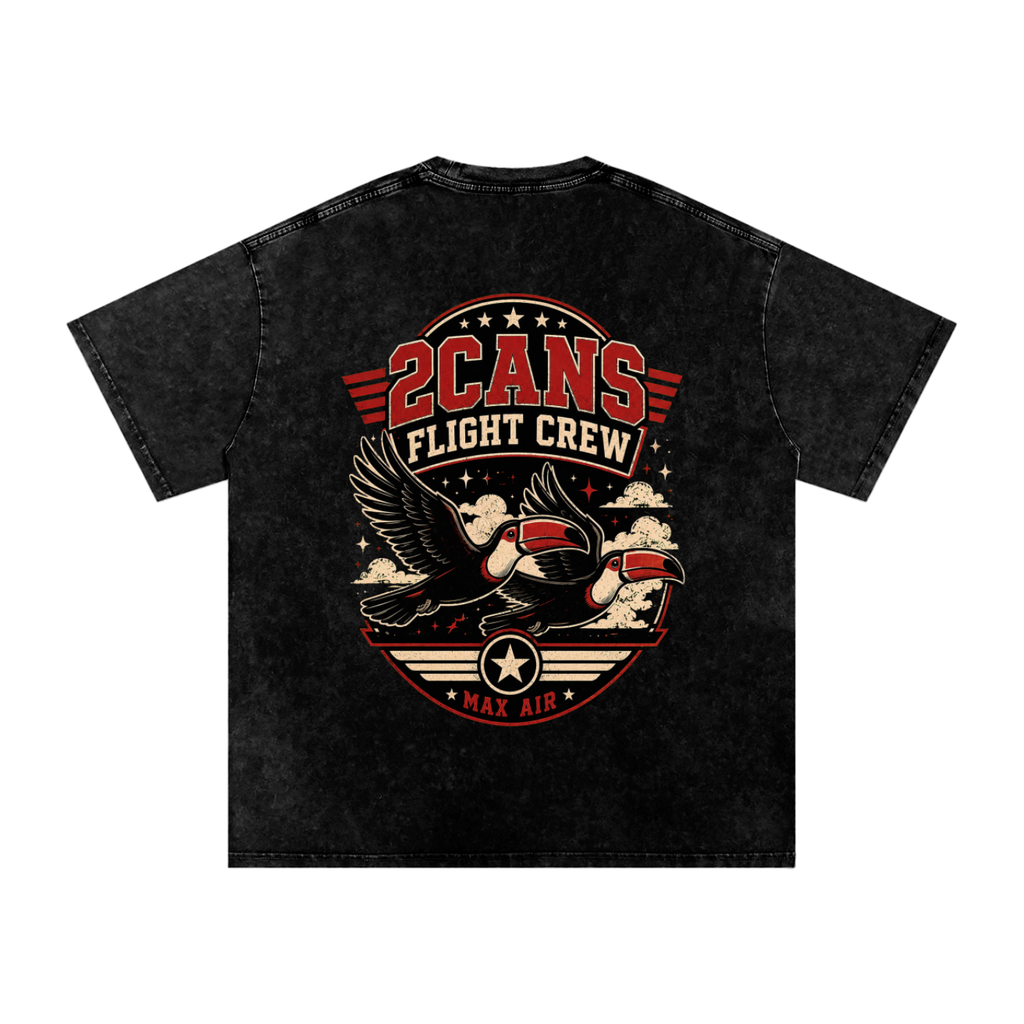 2CANS Flight Crew Snow Washed Oversized Cotton T-Shirt