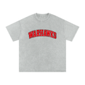 ZIP YOUR MOUTH Snow Washed Oversized Cotton T-Shirt