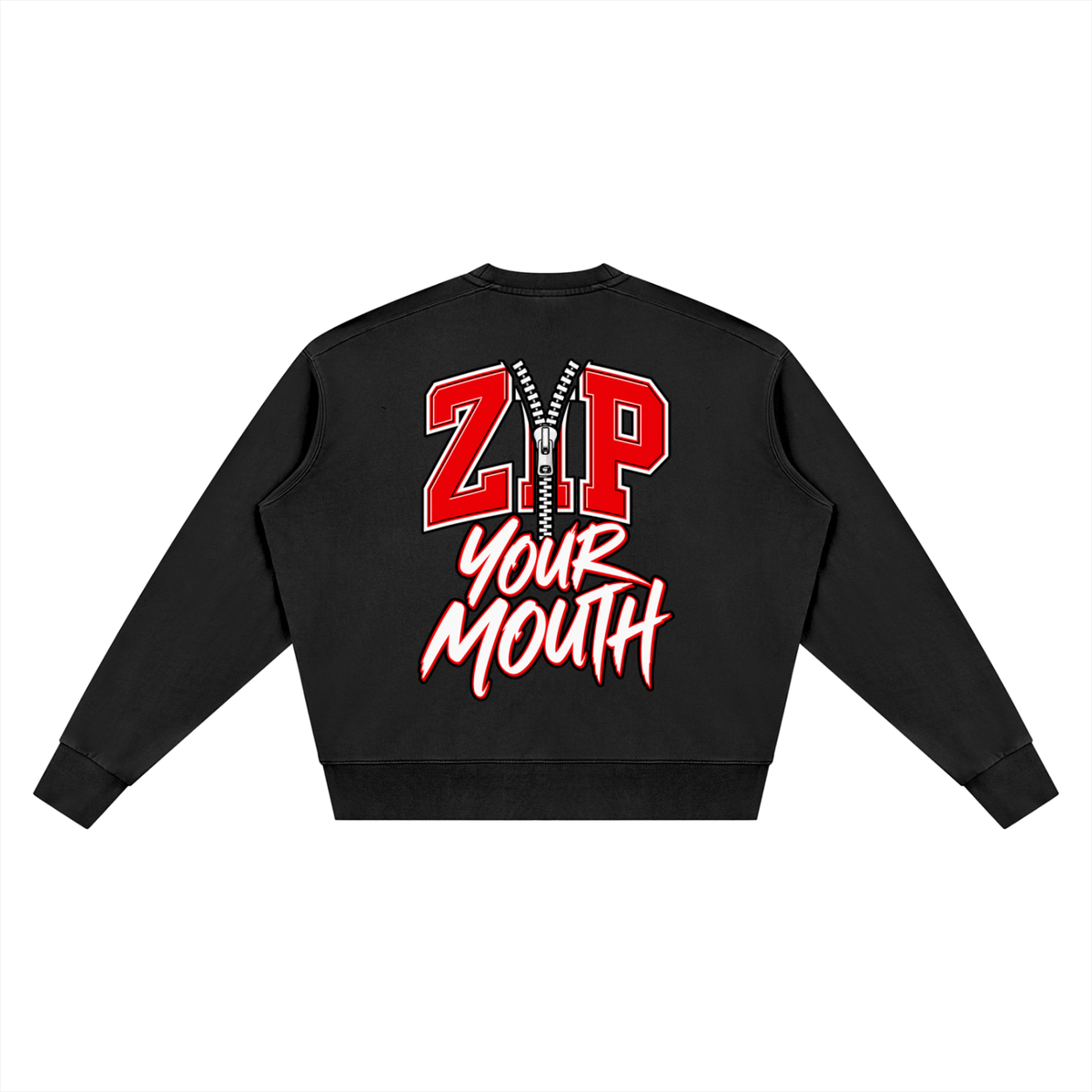 ZIP YOUR MOUTH Unisex Vintage Wash Crewneck Sweatshirt