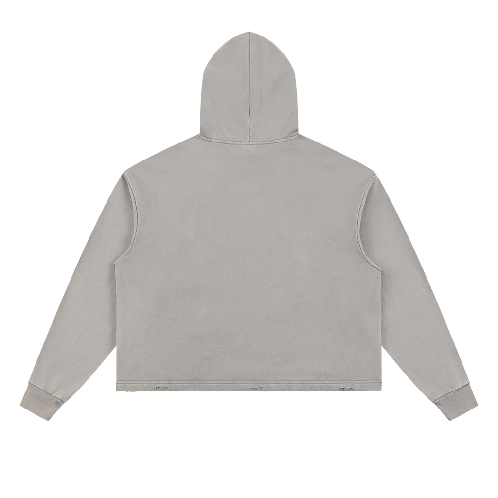 MAX GO BIRDS GO Vintage Washed Frayed-Hem Hoodie