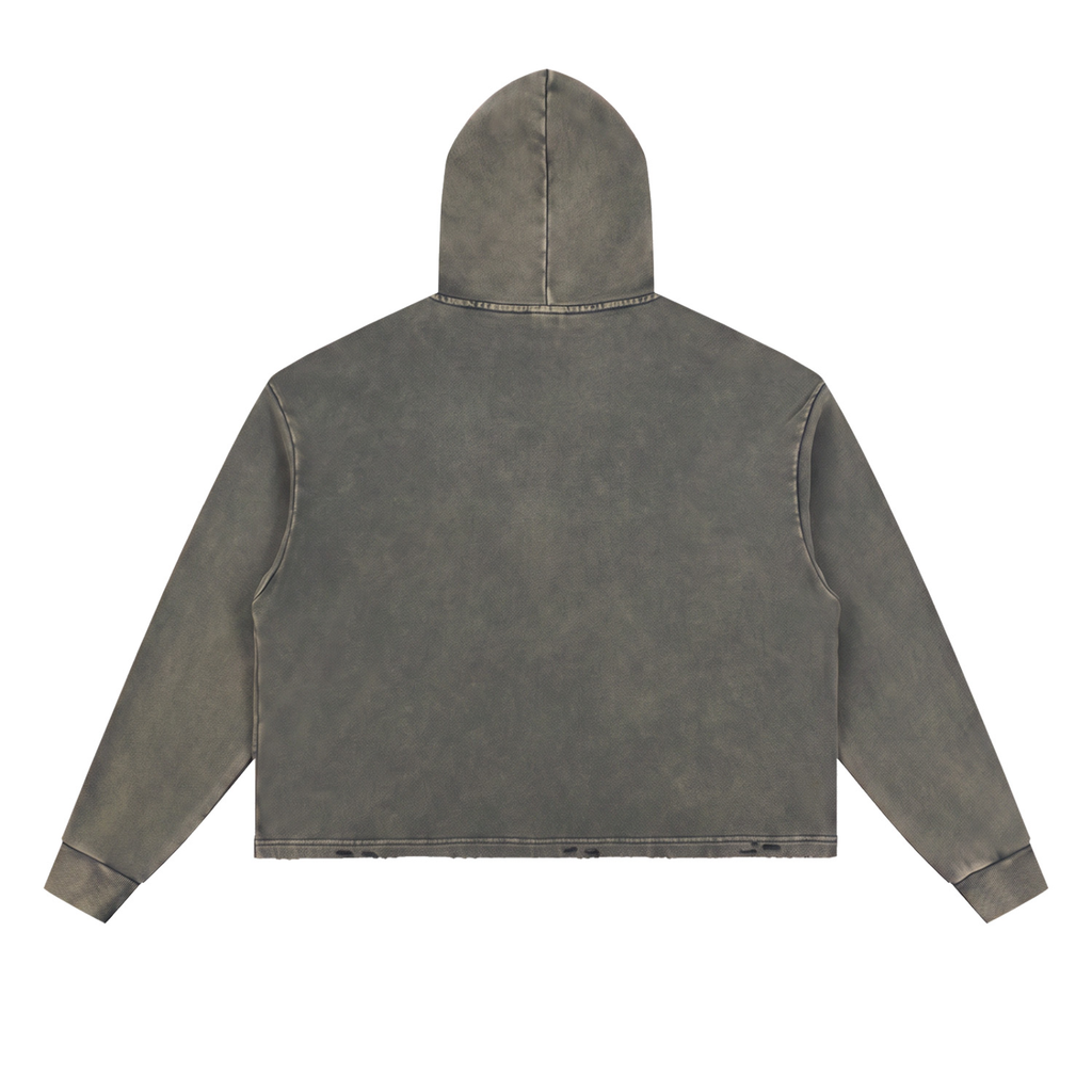 MAX GO BIRDS GO Vintage Washed Frayed-Hem Hoodie