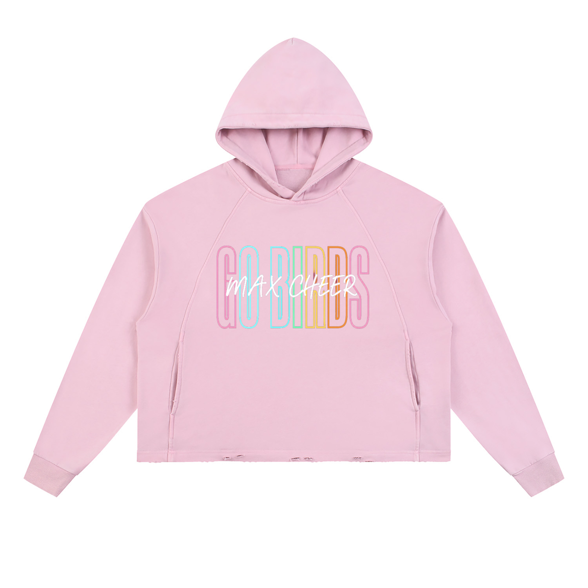 MAX GO BIRDS GO Vintage Washed Frayed-Hem Hoodie