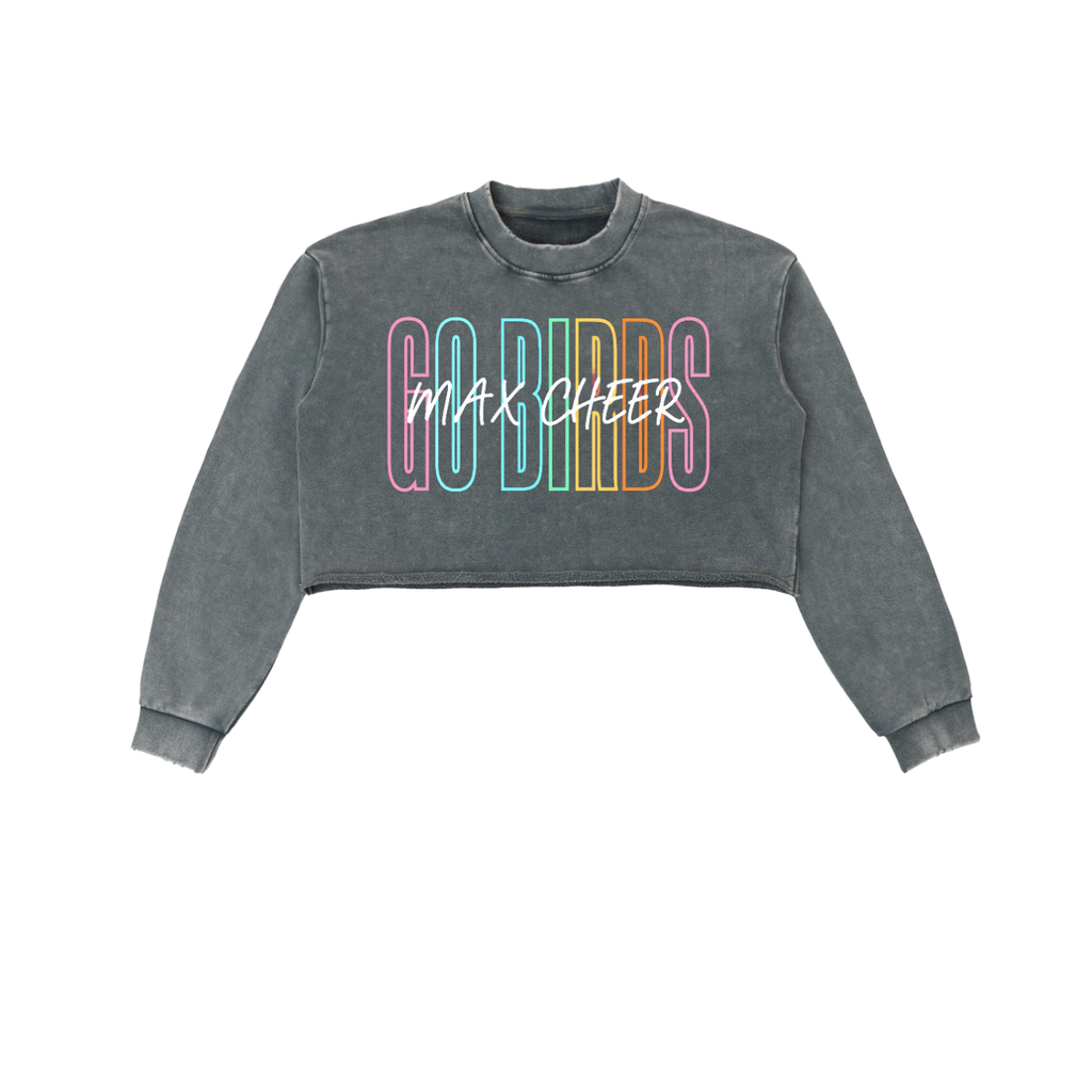 GO BIRDSN Snow Washed Raw Edge Cropped Sweatshirt