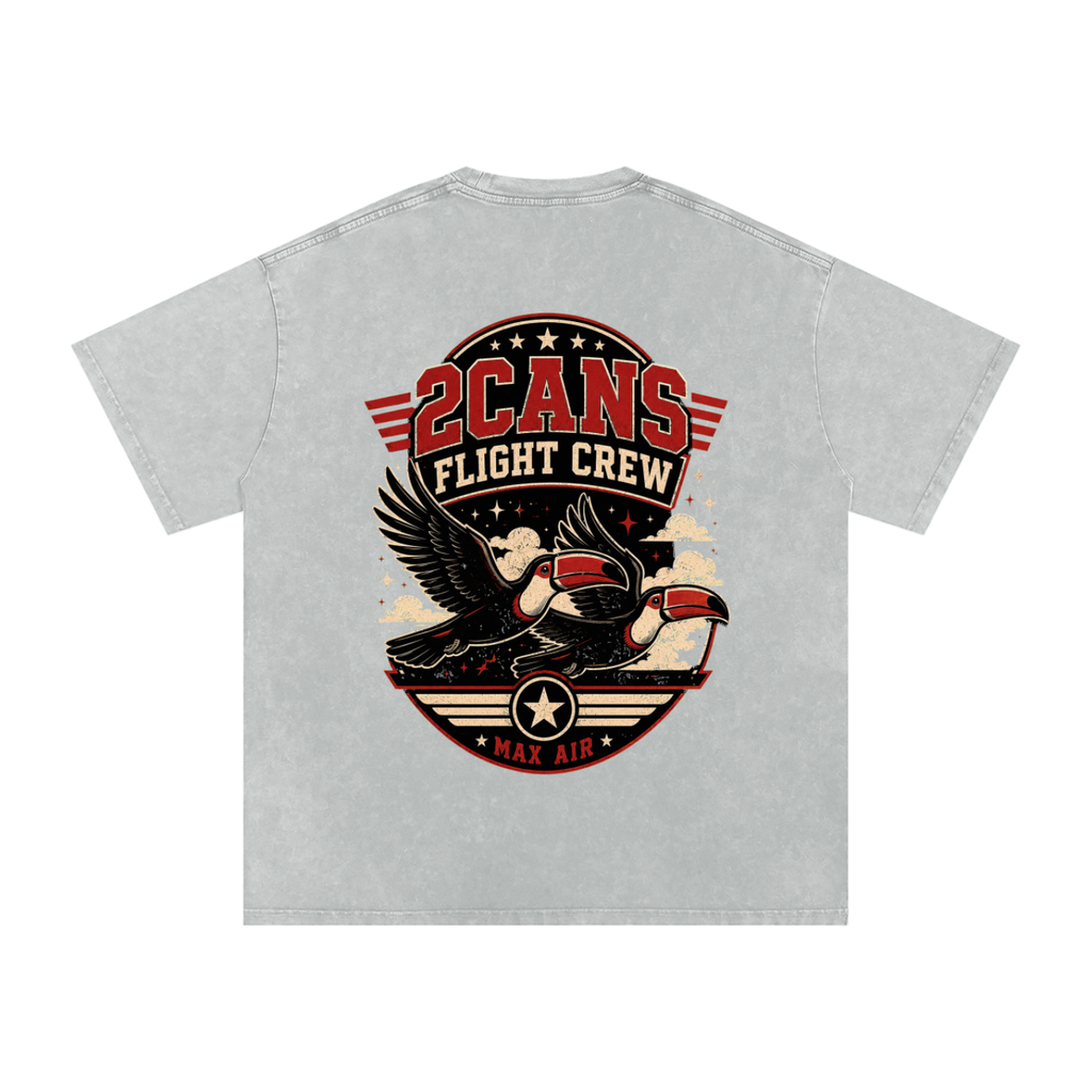 2CANS Flight Crew Snow Washed Oversized Cotton T-Shirt
