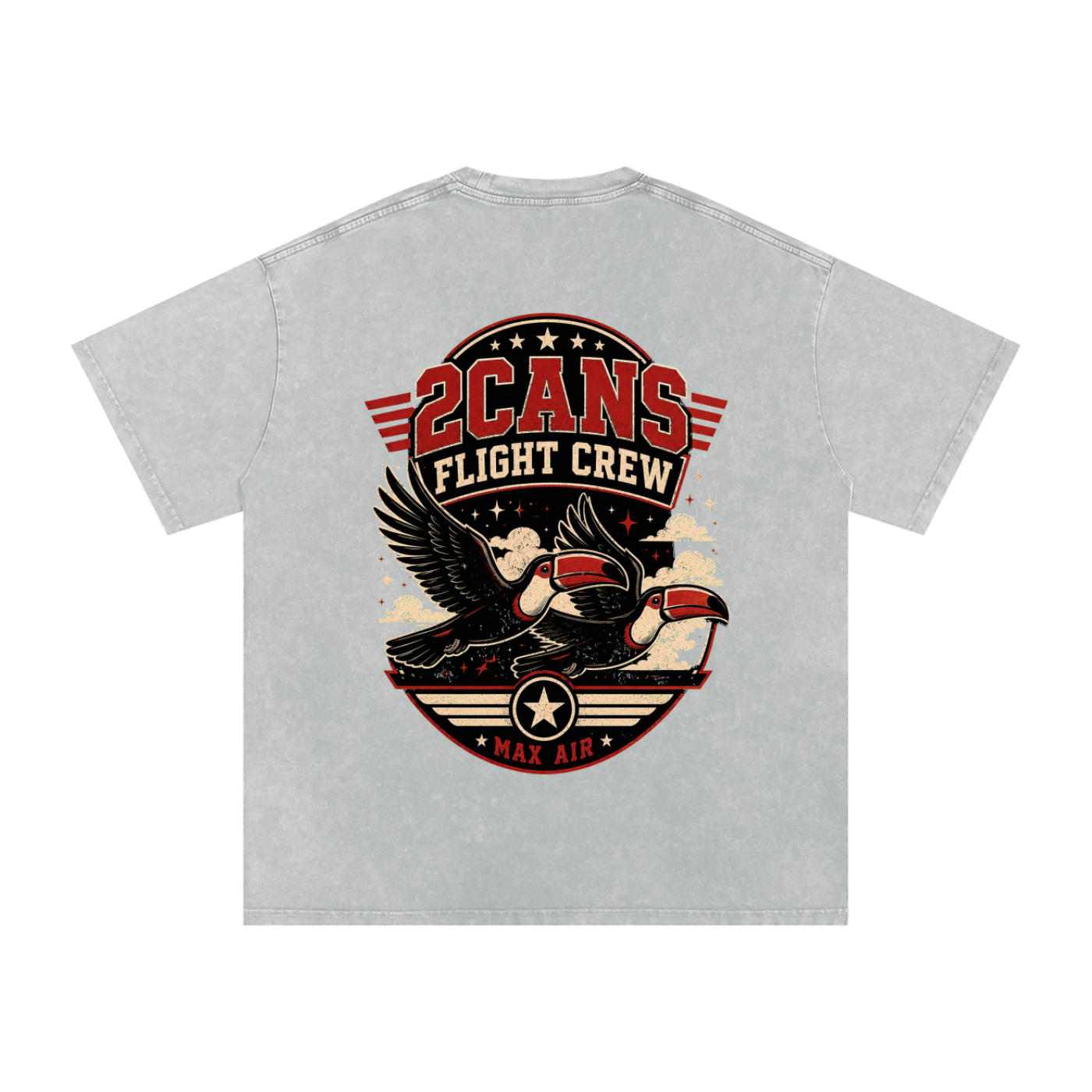 2CANS Flight Crew Snow Washed Oversized Cotton T-Shirt