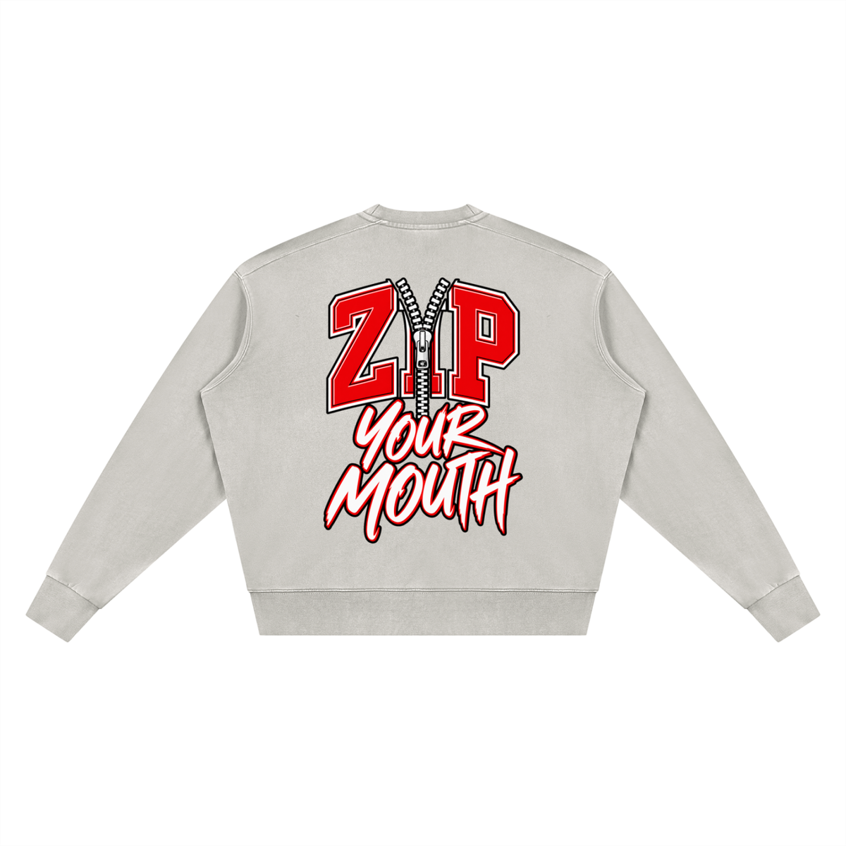 ZIP YOUR MOUTH Unisex Vintage Wash Crewneck Sweatshirt