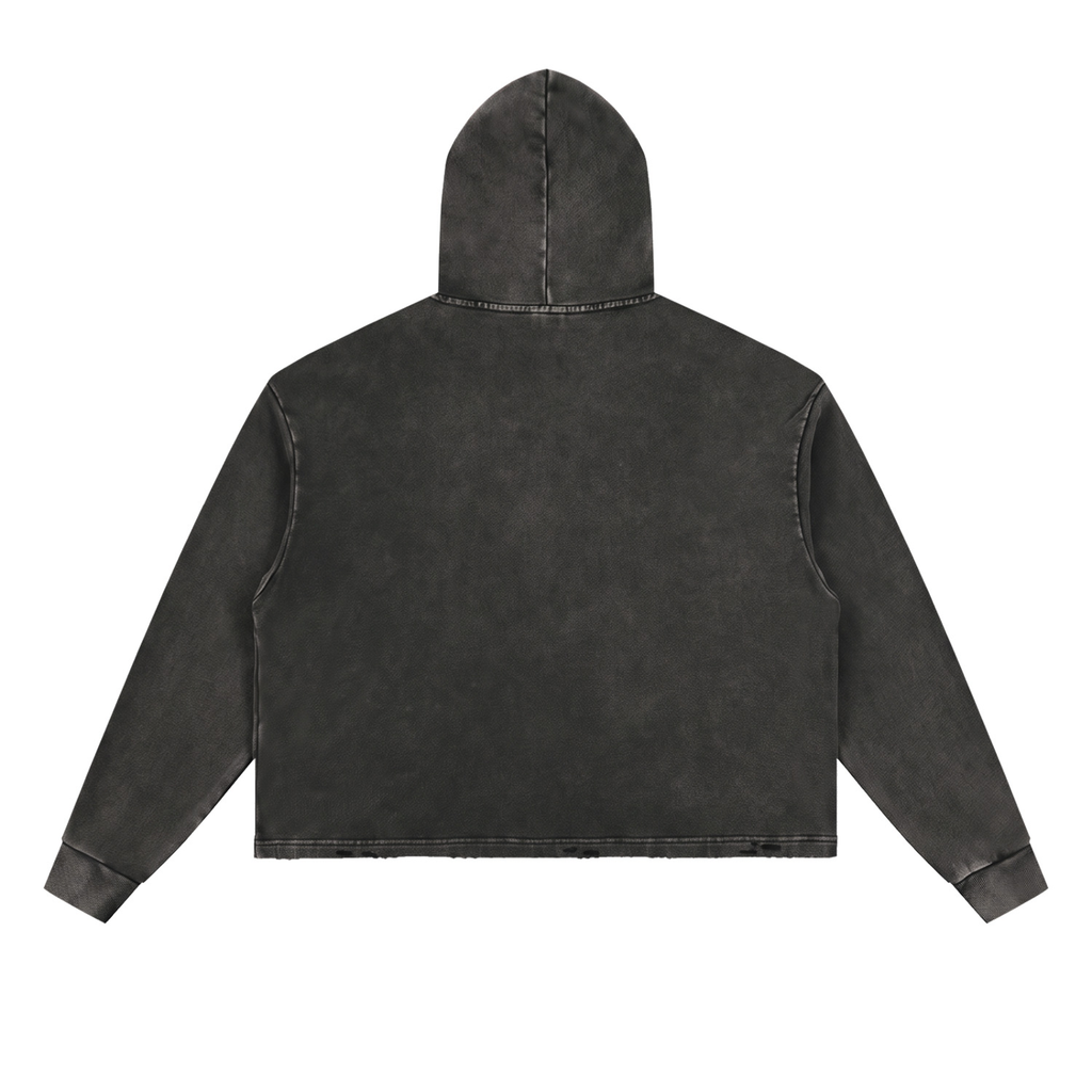 MAX GO BIRDS GO Vintage Washed Frayed-Hem Hoodie