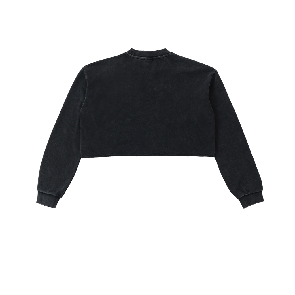 GO BIRDSN Snow Washed Raw Edge Cropped Sweatshirt